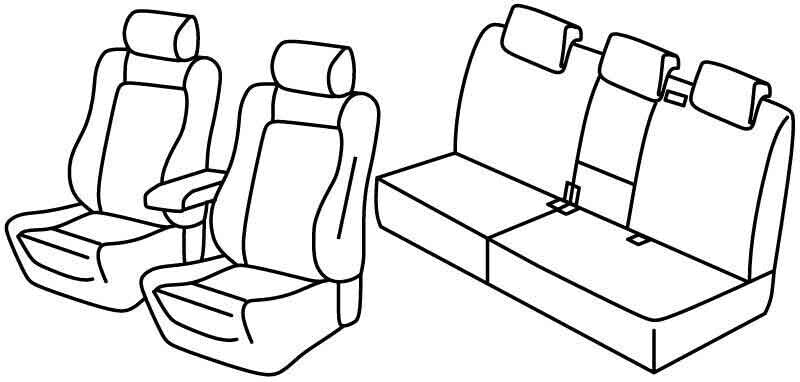 Set coprisedili Superior - Nero/Blu - compatibile per Volkswagen Tiguan (12/07>08/11) Sportline