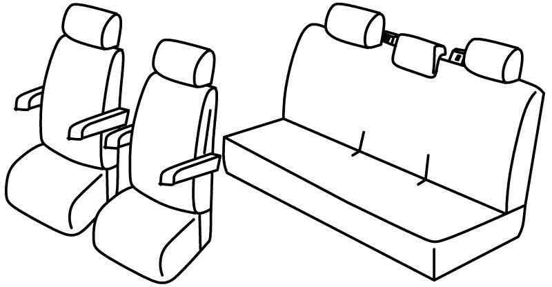 Set coprisedili Superior - Nero/Rosso - compatibile per Volkswagen Multivan T6 (08/15>12/19) - Volkswagen Multivan T6.1 (01/20>12/24)