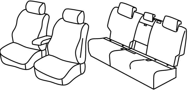 Set coprisedili Superior - Nero/Rosso - compatibile per Volkswagen Golf VII Sportsvan (05/14>08/18) Trendline, Comfortline