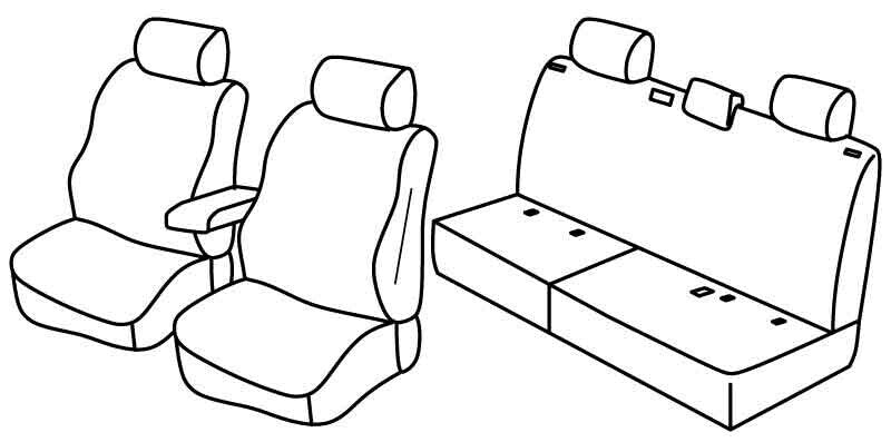 Set coprisedili Superior - Nero/Rosso - compatibile per Volkswagen Amarok (07/16>10/22) Comfortline