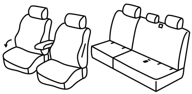 Set coprisedili Superior - Nero/Rosso - compatibile per Volkswagen Caddy (01/21>)
