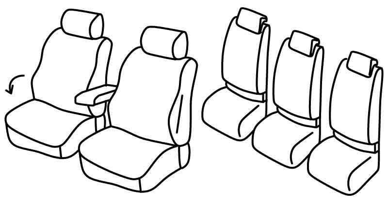 Set coprisedili Superior - Beige - compatibile per Volkswagen Touran (08/10>08/15) Comfortline