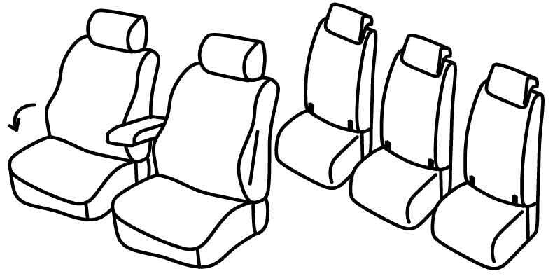 Set coprisedili Superior - Nero/Rosso - compatibile per Volkswagen Touran (09/15>) Comfortline, Trendline