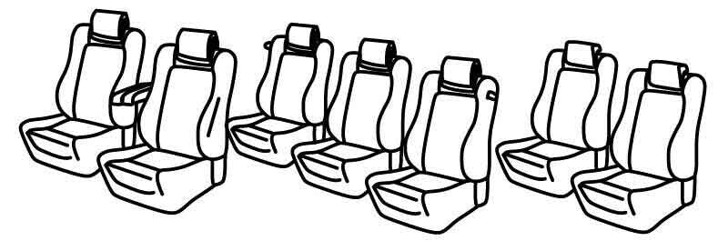 Set coprisedili Superior - Nero/Rosso - compatibile per Peugeot 5008 (11/09>12/16) 7 posti