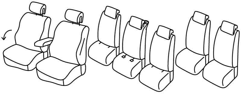 Set coprisedili Superior - Nero/Blu - compatibile per Renault Scenic 7 posti (05/09>10/16)