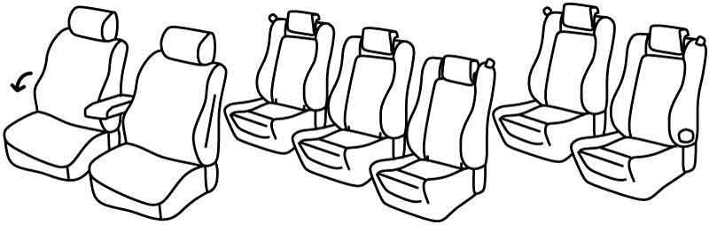 Set coprisedili Superior - Nero/Grigio - compatibile per Volkswagen Sharan (10/10>07/20) Trendline