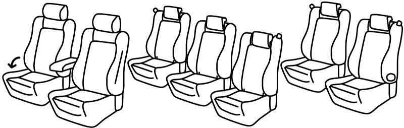 Set coprisedili Superior - Nero/Rosso - compatibile per Volkswagen Sharan (10/10>07/20) Comfortline / Highline