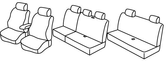 Set coprisedili Superior - Nero/Rosso - compatibile per Volkswagen Caddy Maxi Life (09/07>08/15) Fino al 09/2010