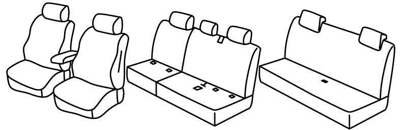 Set coprisedili Superior - Nero/Rosso - compatibile per Volkswagen Caddy Maxi Life (09/15>12/20)