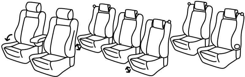Set coprisedili Superior - Nero/Blu - compatibile per Volkswagen Sharan (10/10>07/20) Comfortline, Highline