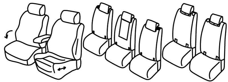 Set coprisedili Superior - Nocciola - compatibile per Volkswagen Touran (09/15>) Comfortline