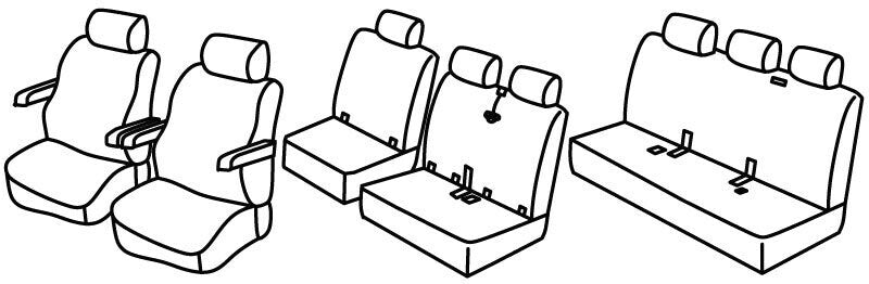 Set coprisedili Superior - Nero/Blu - compatibile per Volkswagen Transporter T6.1 (01/20>12/24)