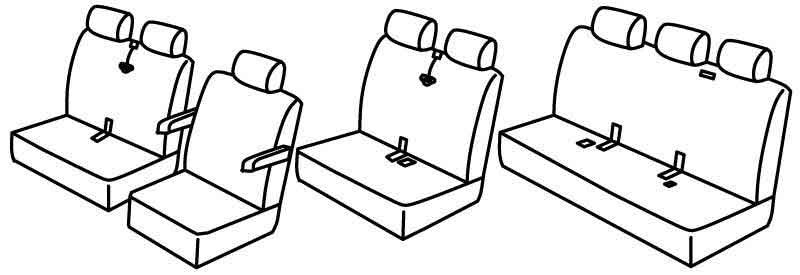 Set coprisedili Superior - Nero/Grigio - compatibile per Volkswagen Multivan T5 (04/03>03/15) Fino al 2013
