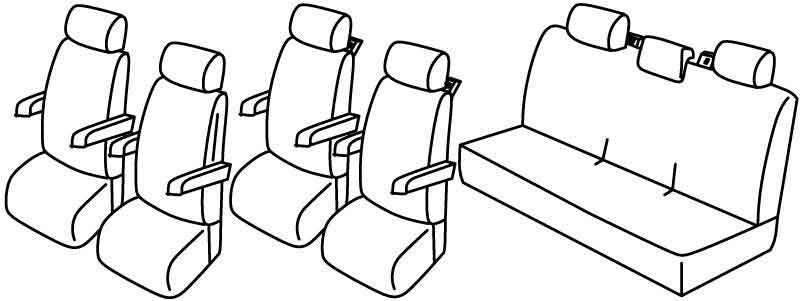 Set coprisedili Superior - Nero/Blu - compatibile per Volkswagen Multivan T5 (04/03>03/15) - Volkswagen Multivan T6 (08/15>12/19) - Volkswagen Multivan T6.1 (01/20>12/24)