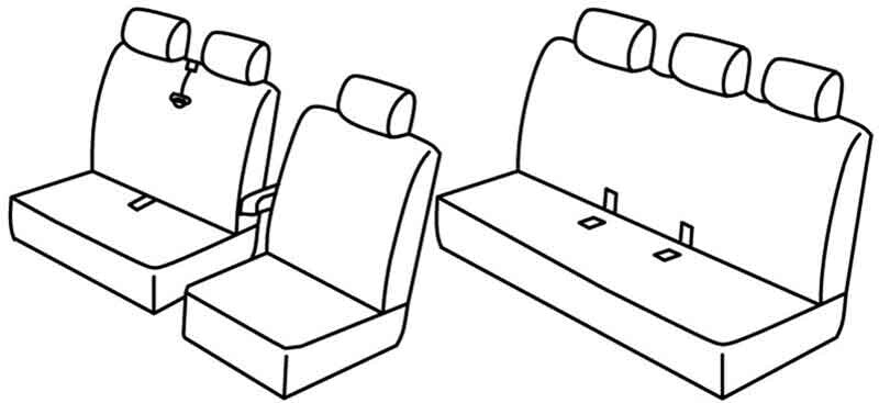 Set coprisedili Superior - Nero/Blu - compatibile per Ford Transit (08/06>03/14)