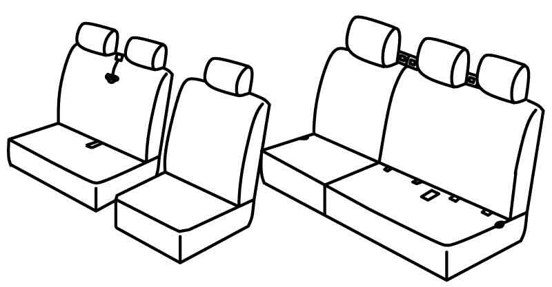 Set coprisedili Superior - Nero/Rosso - compatibile per Mercedes Classe V (03/14>) - Mercedes Vito (01/15>)