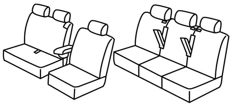 Set coprisedili Superior - Nero/Blu - compatibile per Opel Vivaro (03/19>) 5+1 - Peugeot Expert (04/16>) 5+1