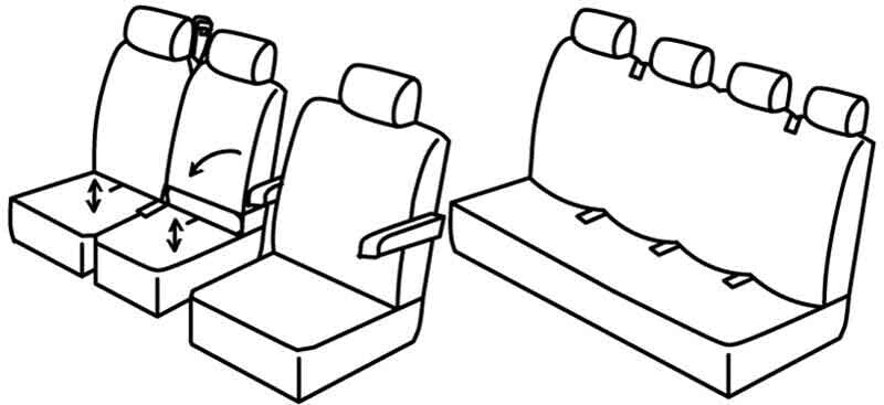 Set coprisedili Superior - Nero/Blu - compatibile per Volkswagen Crafter (01/17>) 6+1