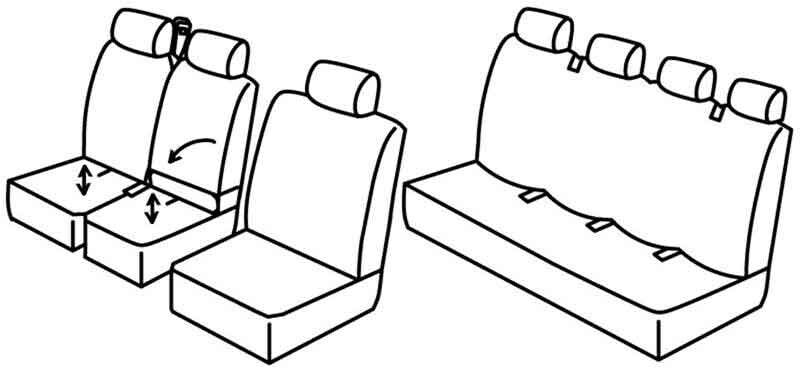Set coprisedili Superior - Grigio/Nero - compatibile per Volkswagen Crafter (01/17>) 6+1