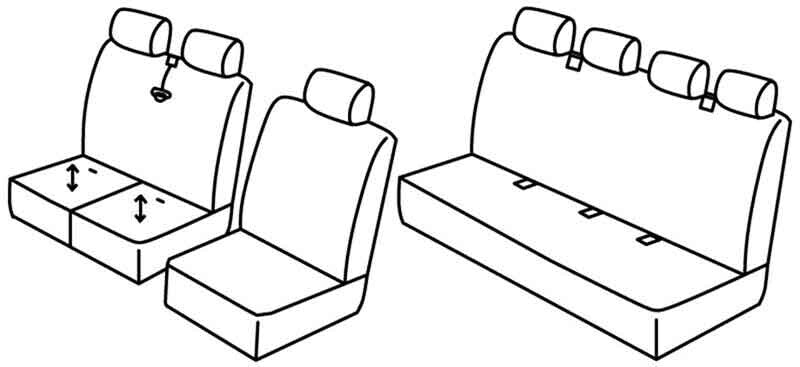 Set coprisedili Superior - Grigio/Nero - compatibile per Volkswagen Crafter (01/17>) 6+1