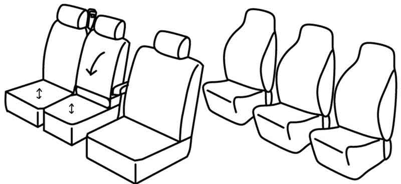 Set coprisedili Superior - Nero/Blu - compatibile per Volkswagen Crafter (01/17>) 5+1