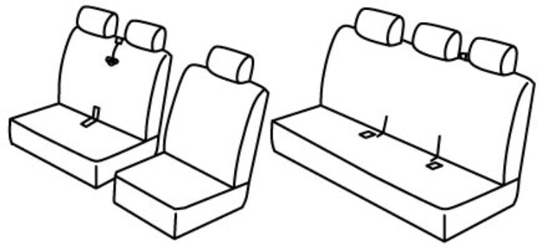 Set coprisedili Superior - Nero/Rosso - compatibile per Volkswagen Transporter T6.1 (01/20>12/24)