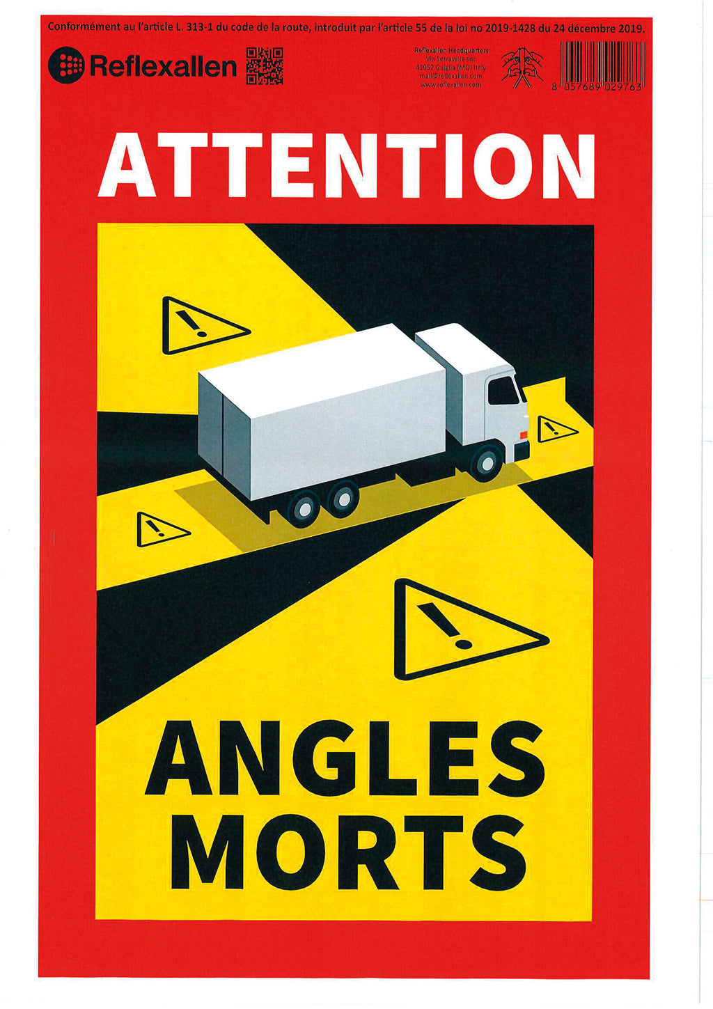 Contrassegno adesivo angoli morti, 1 pz - Camion - FRA