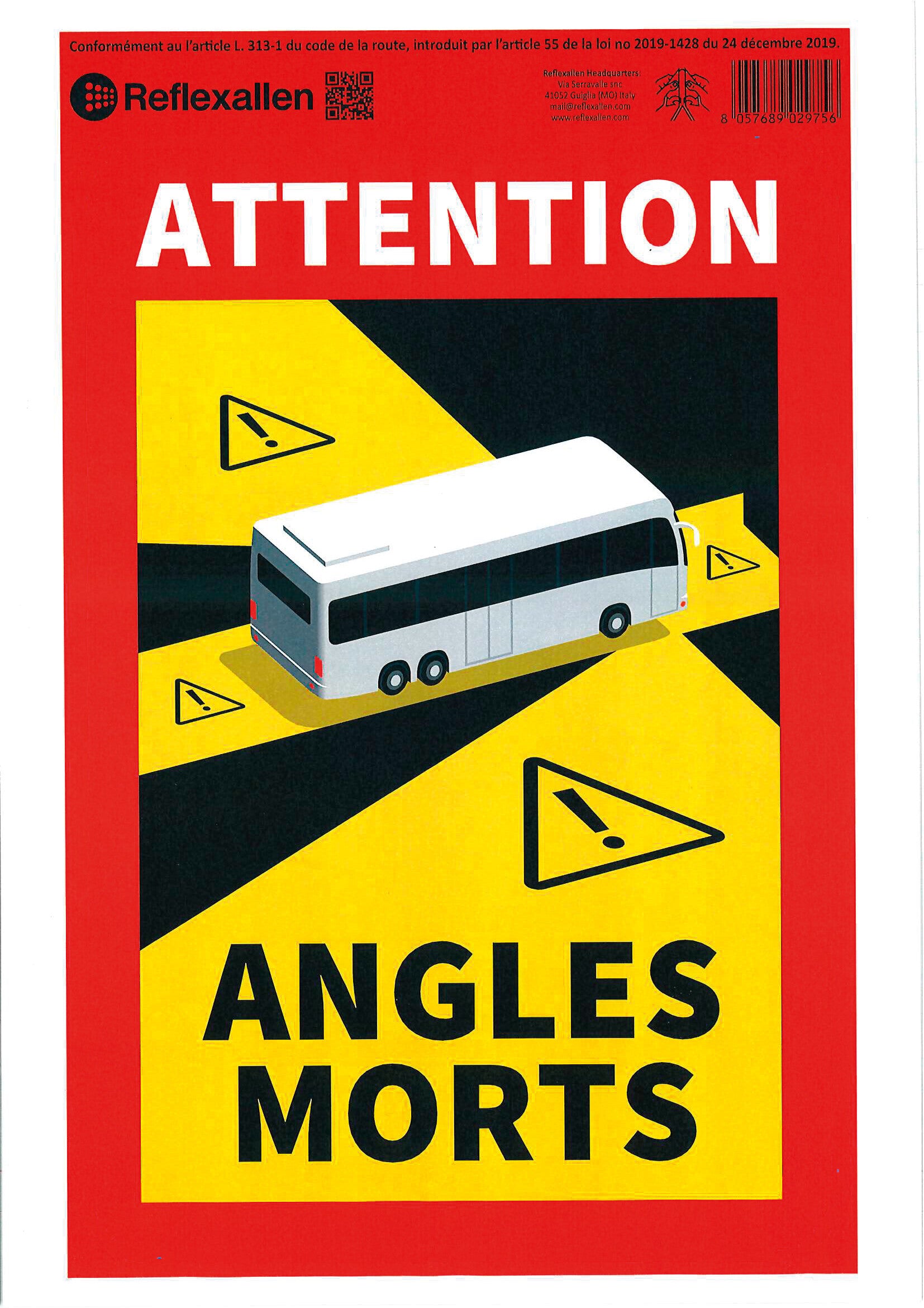 Contrassegno adesivo angoli morti, 1 pz - Autobus - FRA