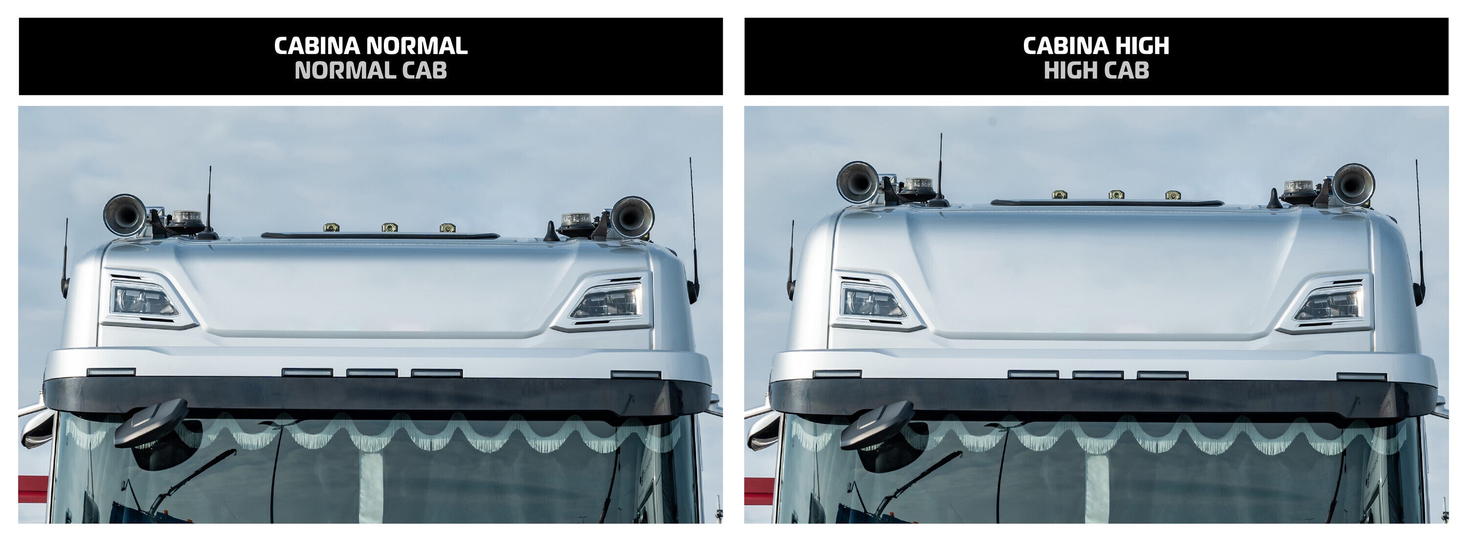 Barra portafari per tetto, standard XL, 13 fori - compatibile per Scania G Serie 7 - New Generation (01/18>) Normal - Scania R Serie 7 - New Generation (11/16>02/25) Normal - Scania S Serie 7 - New Generation (11/16>) Normal
