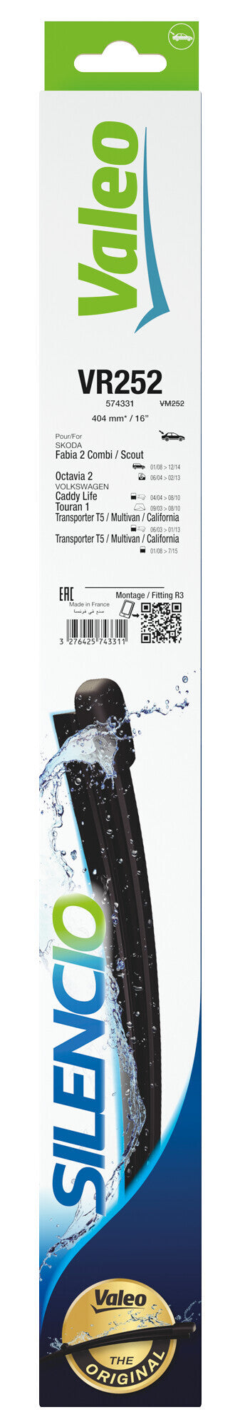 Silencio Flat Blades, spazzola tergicristallo posteriore - VR252 - 404 mm - 1 pz