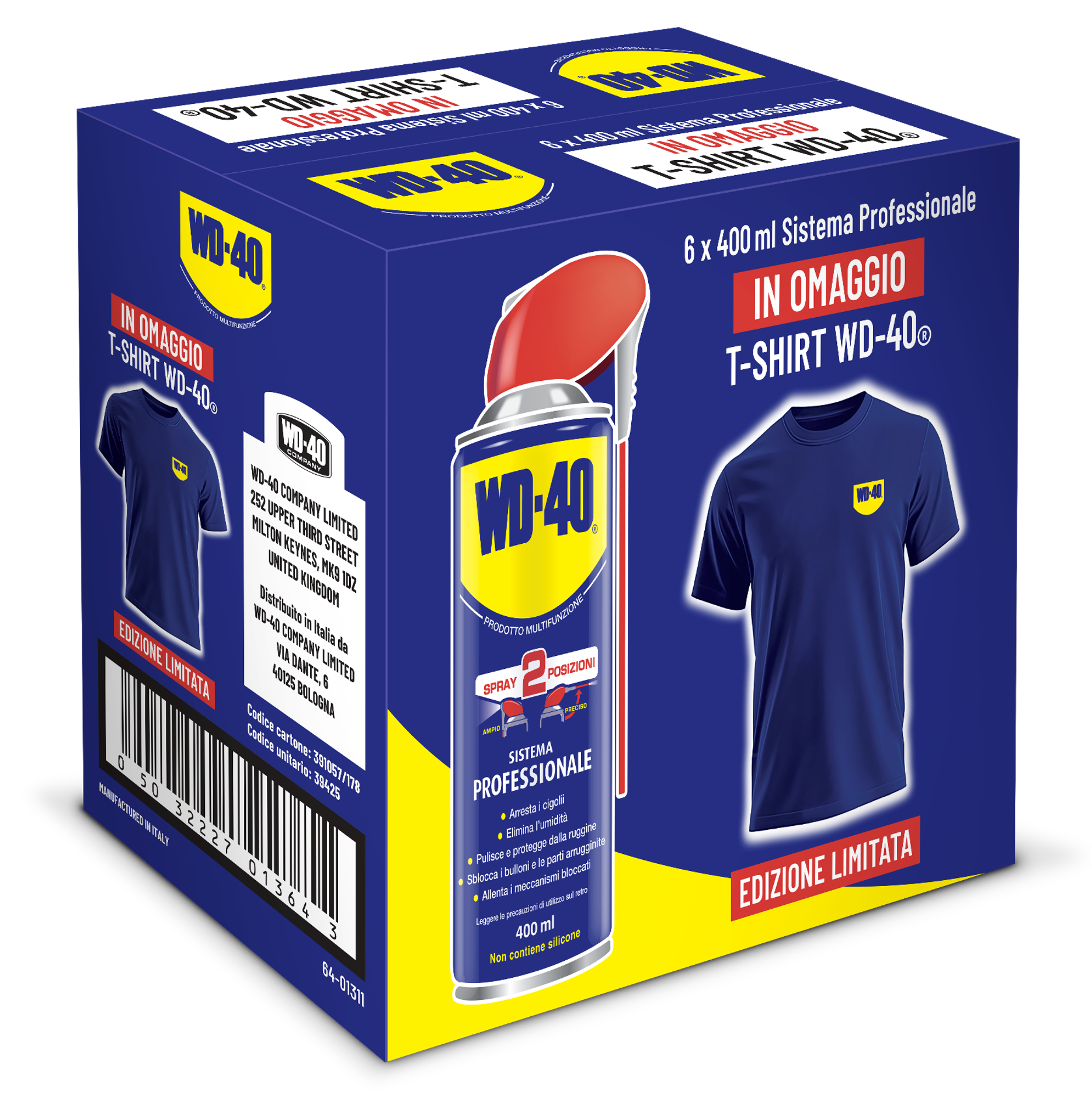 Promozione 6 x 400 ml WD-40 Sistema Professionale + 1 T-Shirt in omaggio