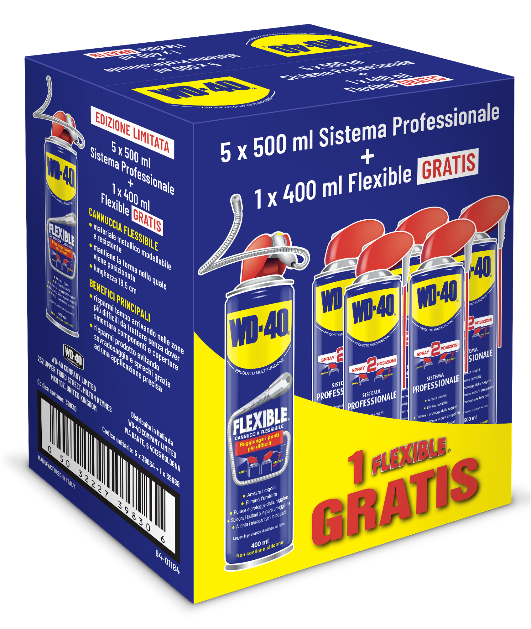Promozione 5 x 500 ml WD-40 Sistema Professionale + 1 x 400 ml Flexible gratis